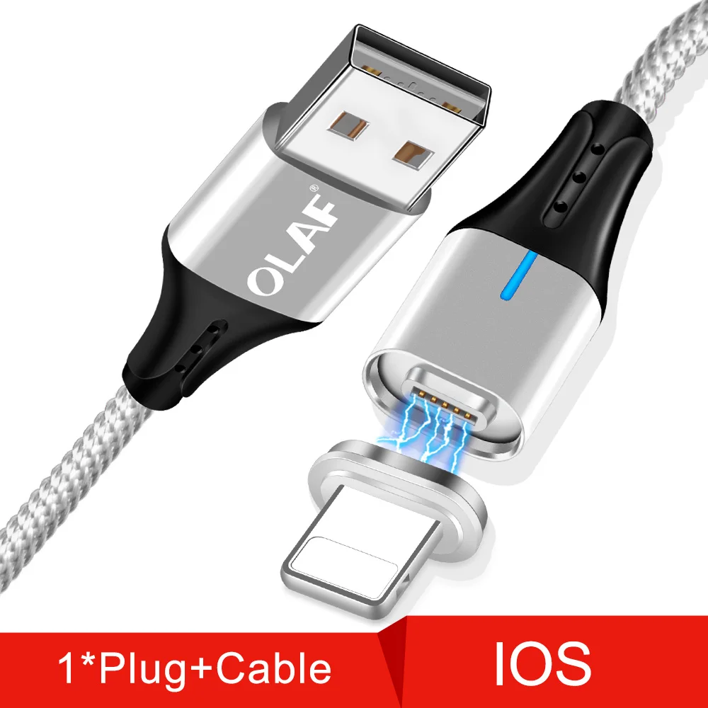 Sliver ISO Cable Олаф Быстрая зарядка 3,0 Магнитный двухсторонний светодиодный микро Тип usb C кабель для samsung S8 S9 плюс Зарядное устройство Шнур для Iphone X XR XS Max - Цвет: Sliver ISO Cable