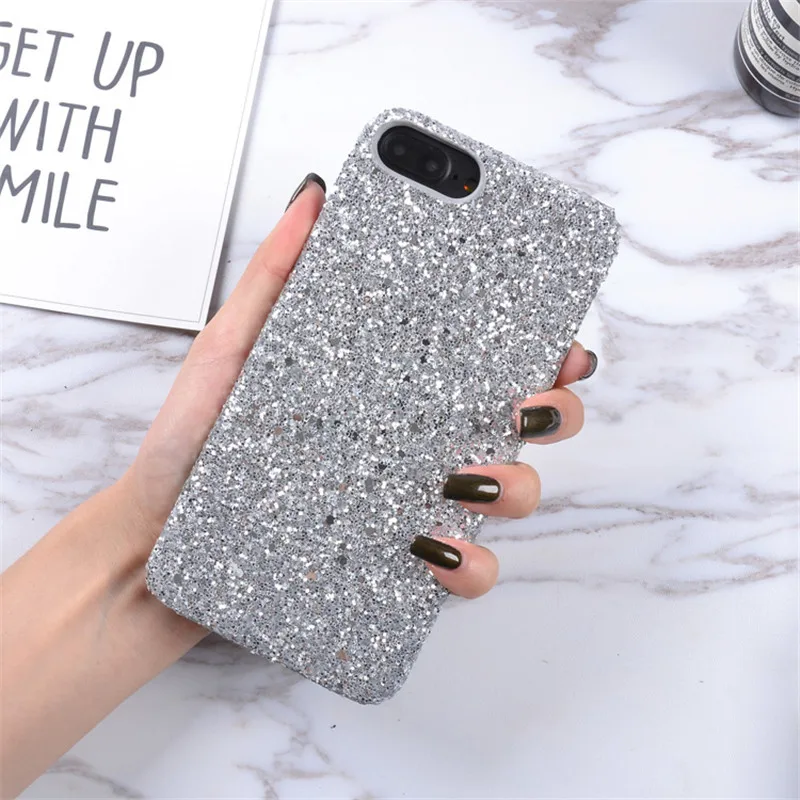 Роскошный Модный Блестящий блестящий чехол с блестками для iPhone 8 7 Жесткий Чехол