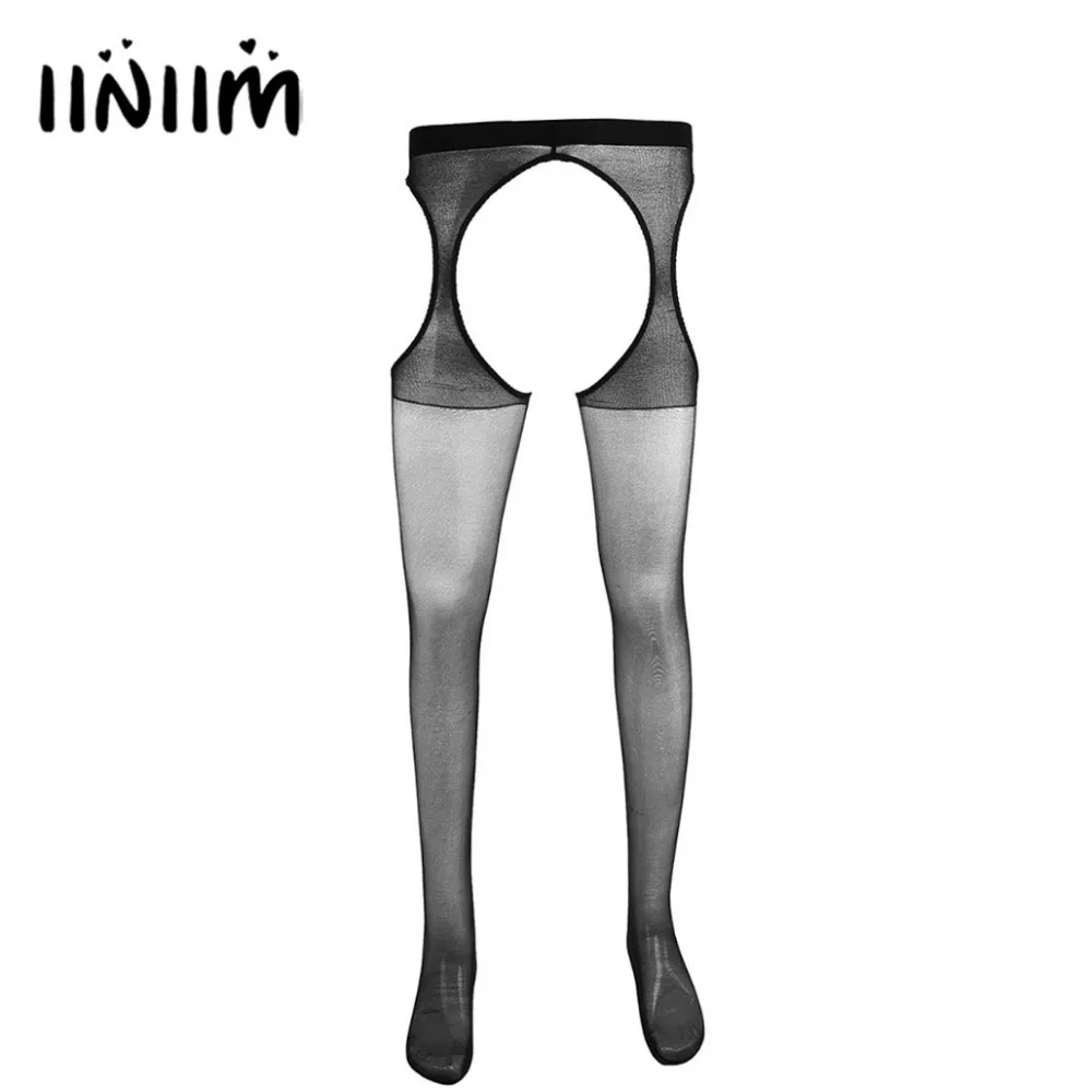 Iiniim, 1 пара, мужские колготки с дырочками, полиамидные колготки на подтяжках, эластичные колготки, леггинсы для геев, мужские удобные Открытые колготки