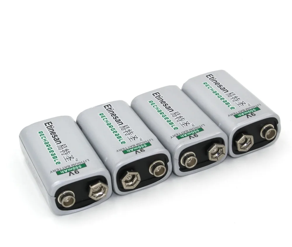 4 шт./лот перезаряжаемая литий ионная литиевая аккумуляторная батарея etinpoe 550 мАч 9