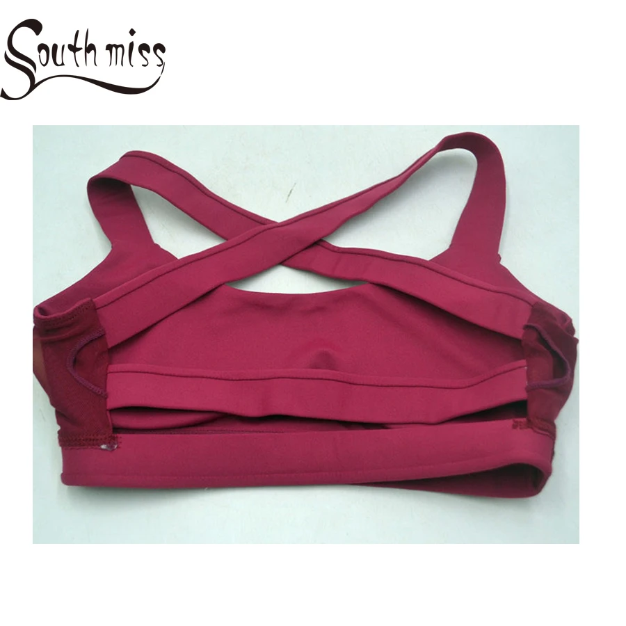2018 Female Yoga Bra Woman Sports Push Up Active Wear Tops For Women Gym Red Wine Brassiere Sport Criss Cross Crop Top | Спорт и