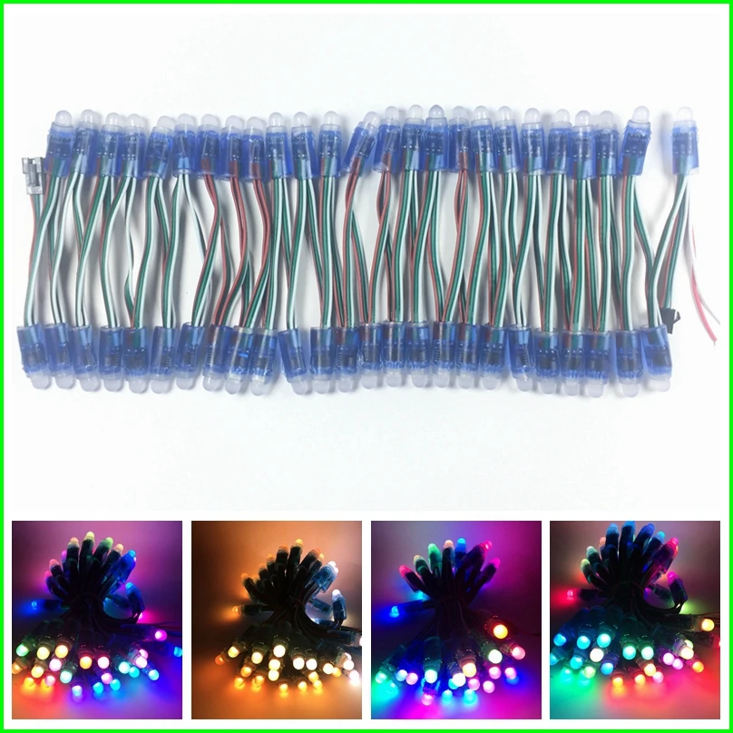 

50 шт. DC5V WS2811 IC RGB СВЕТОДИОДНЫЕ модули струсветильник светильники 12 мм полноцветные IP68 для наружного использования водонепроницаемый реклам...