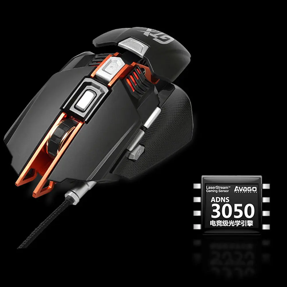 Проводная эргономичная оптическая игровая мышь Ajazz GTX 4000DPI RGB светодиодная