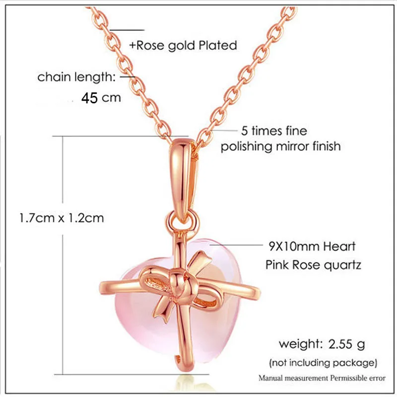 Ociki Rose Gold Color Ross Quartz CZ Pink Opal Pendant Necklace Heart Choker for Women Girls Gift ChokerDrop Shipping Jewelry | Украшения и