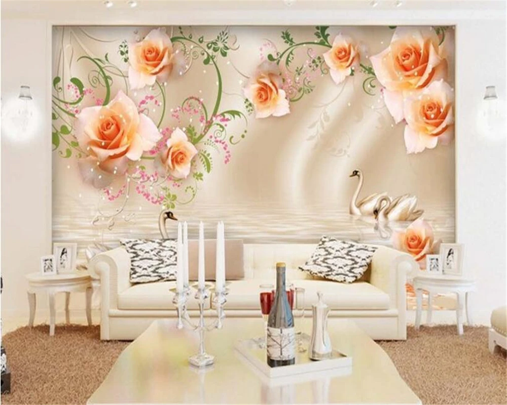 Обои из бумаги светло желтая роза отражение высокое качество красивый шелк ТВ