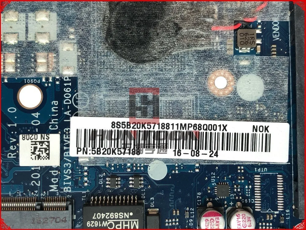 FRU: 5B20K57188 для Lenovo E31 80 материнская плата ноутбука BIVS3/BIVE3 LA D061P SR2EY I5 6200U DDR3 100%