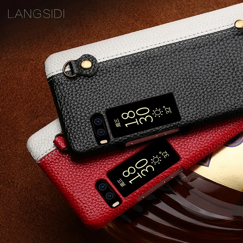 Langsidi formeizu Mx5 Чехол ручной работы кожа коровы задняя крышка двухцветный Личи