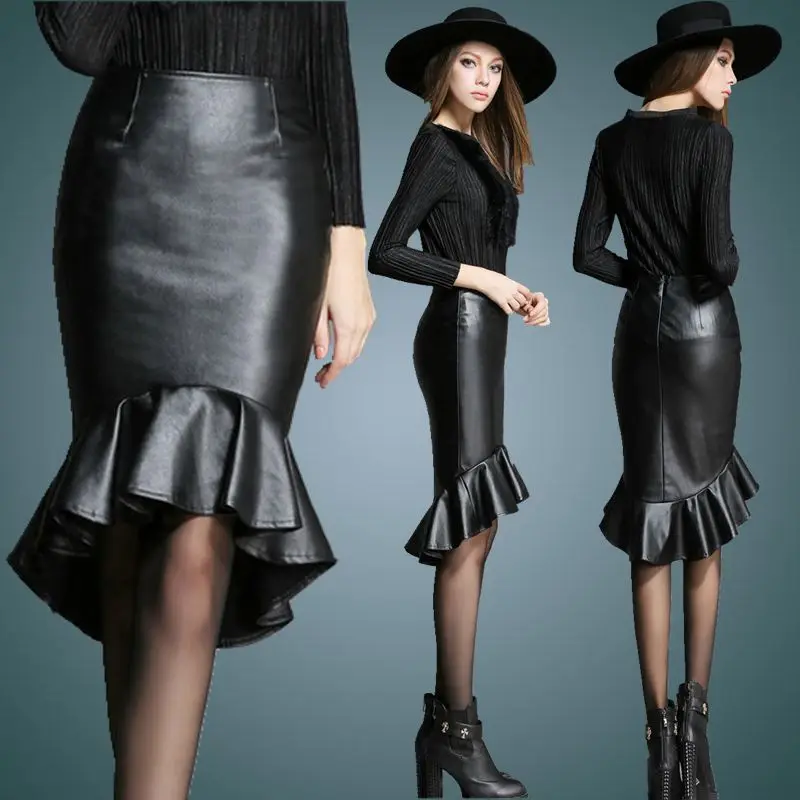 Женская юбка годе с юбкой черная заниженной талией модель 3XS 10XL на весну