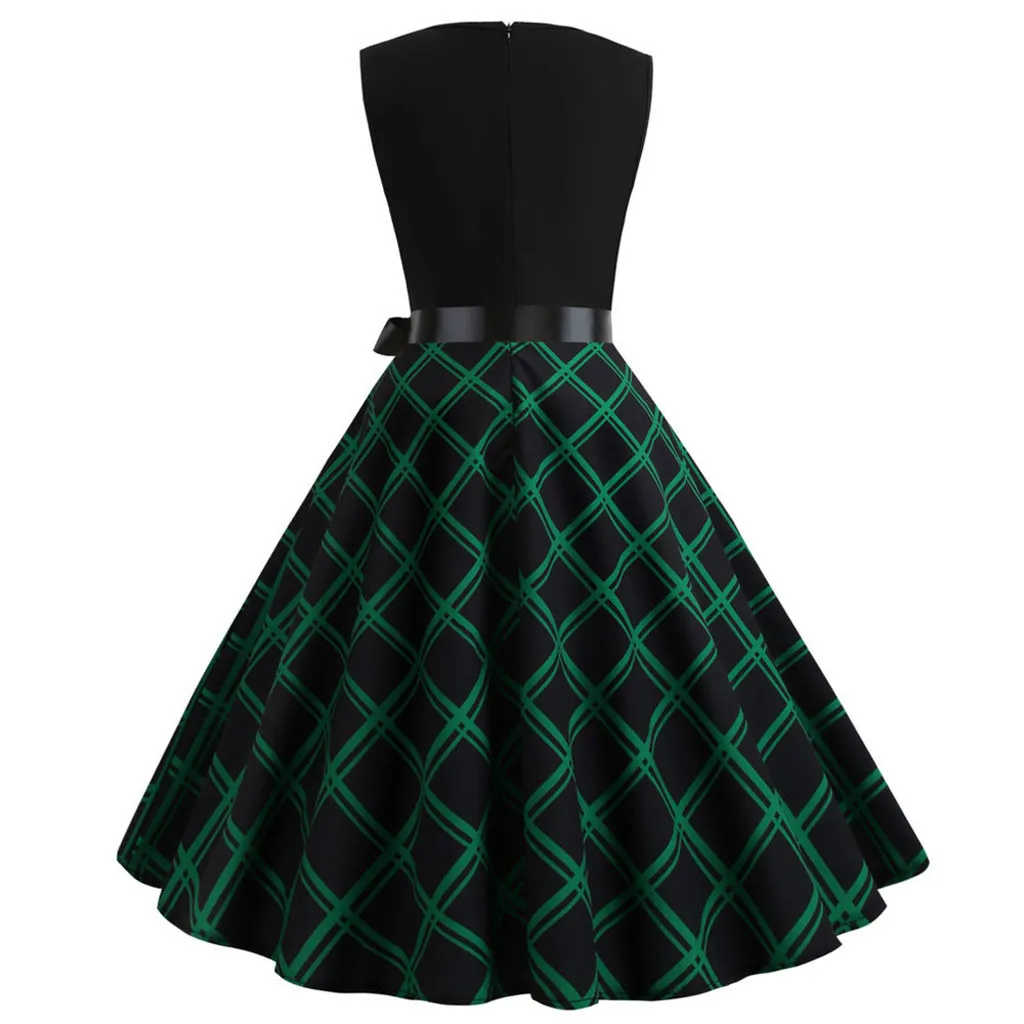 Женское винтажное платье без рукавов с принтом Повседневные Вечерние платья для