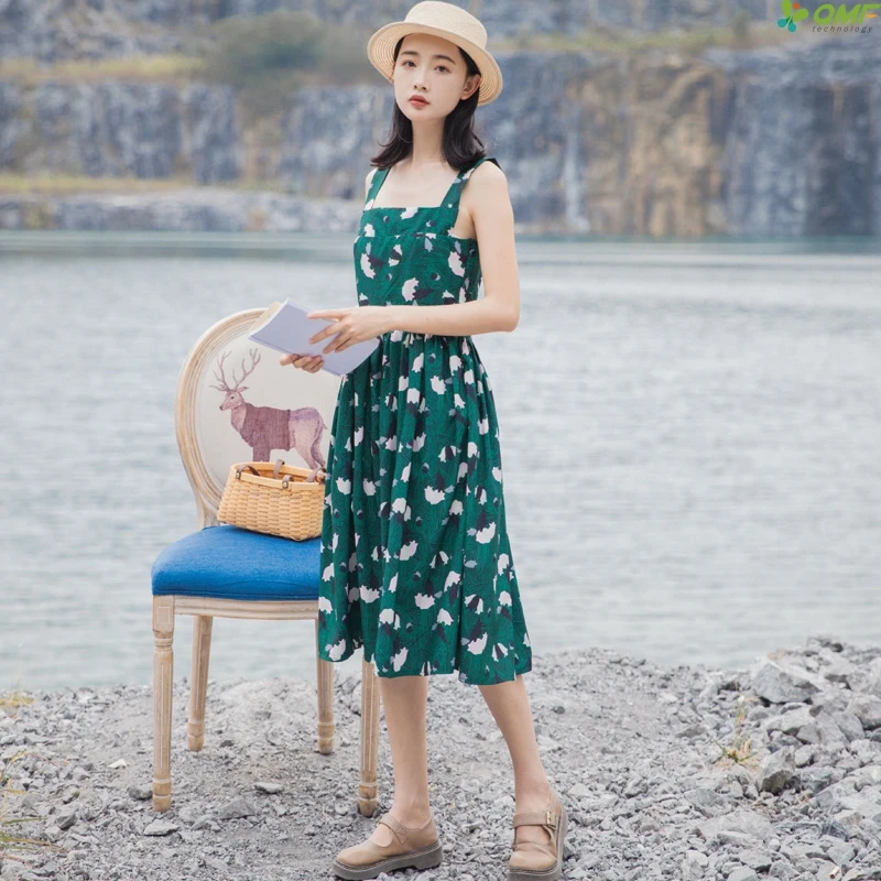 2018 Green Strap Dress Floral Women Summer Slim Hot Sundress Dresses Sleeveless Casual Vestidos Boho Style Plus Size | Женская одежда