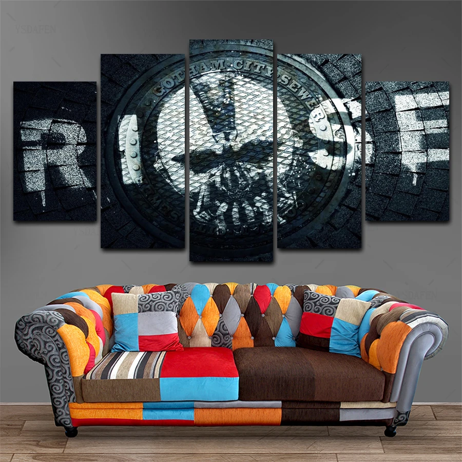 Прямая доставка HD 5 Панель Холст Книги по искусству BM-batman-logo-painting-20 Картина Home decor