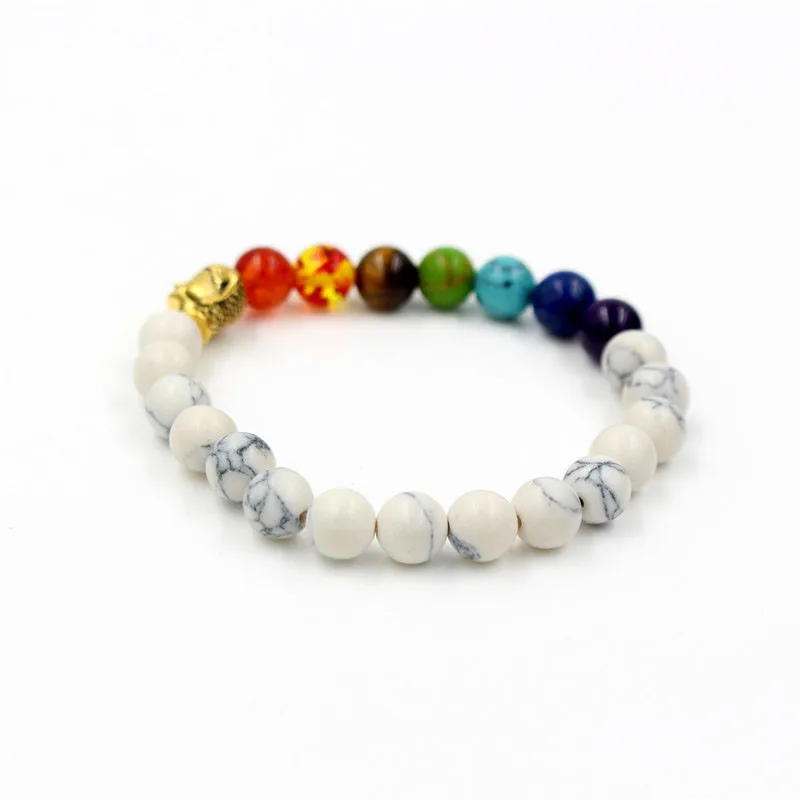 Модный 8 мм белый Howlite камень бисера 7 Чакра Исцеление баланс подвеска в виде