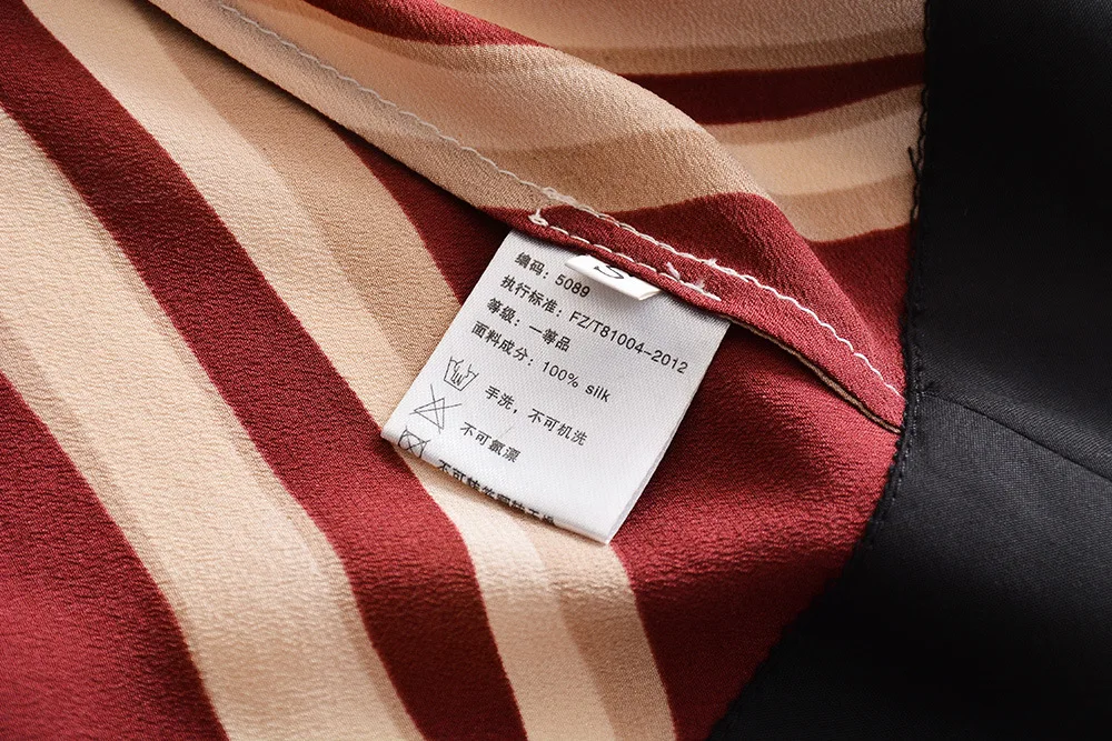 Hot sale spring summer new fashion women long sleeve silk shirt Lady stand collar striped blouse 100% Female loose |