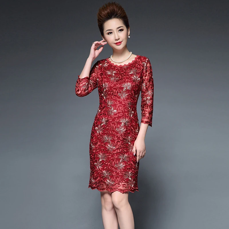 Новинка 2017 летнее женское платье среднего возраста с вышивкой больших размеров