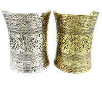 gypsy vintage bronze ethiopian armlet big flower wide open hand cuff bangles bracelets women men boho punk india arm jewelry