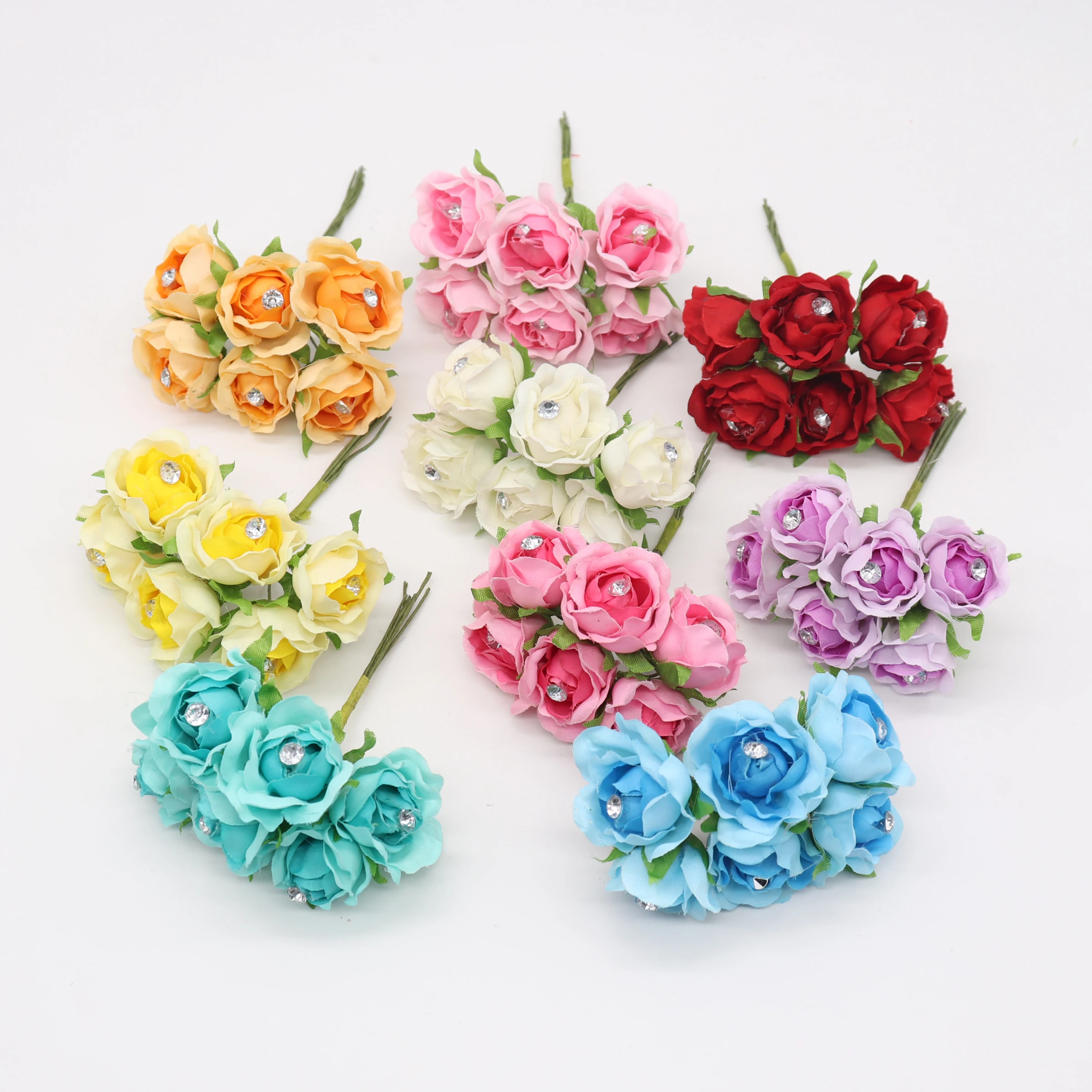 6 шт. искусственные розы марля бриллиант свадебная обувь головной убор украшение