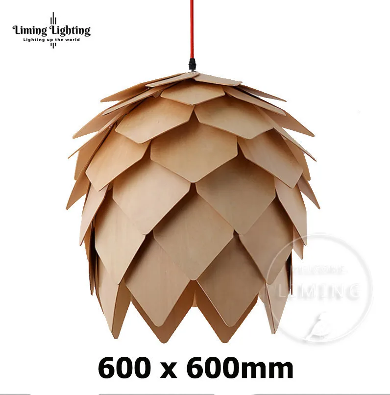 60cm wood color Ретро скандинавские светодиодные подвесные лампы в виде шишки современные деревянные современные DIY IQ элементы головоломки спальня Художественный Деревянный светильник Lamparas светильники - Цвет корпуса: 60cm wood color