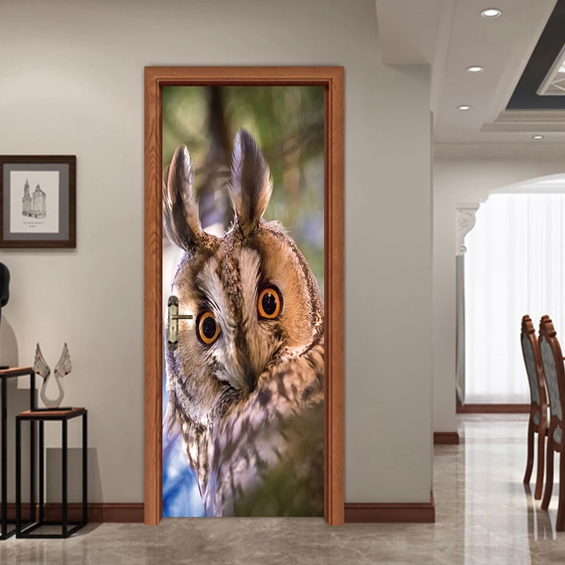 Мультяшная милая сова дверная наклейка для детской комнаты Настенные наклейки