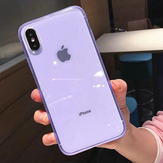 Цветной прозрачный ударопрочный чехол для iPhone X XS XR Max 8 7 6 6S Plus Мягкий защитный из
