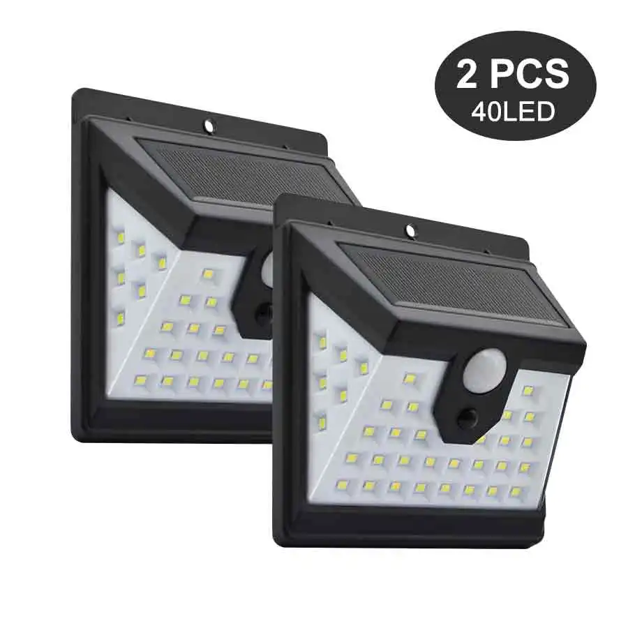 2pc 40LED Solar Lamp 40 светодиодный светильник на солнечных батареях 3 режима движения PIR сенсор Солнечный настенный светильник Открытый водонепроницаемый сад двор огни безопасности - Испускаемый цвет: 2pc 40LED Solar Lamp