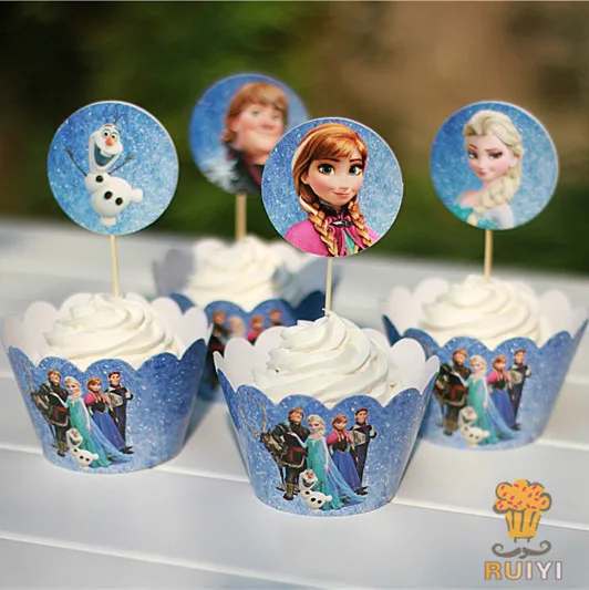 24 шт. украшения для вечеринок обертки свадебного кекса чашки торта палочки