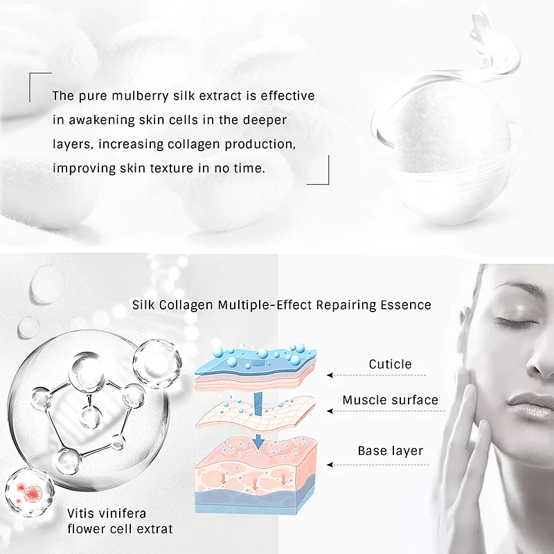 OMY LADY Silk Collagen Multiple-Effect Repairing Essence Face Care Liquid Delay Aging Reduce Wrinkles Moisturizing Skin | Красота и