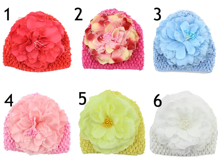 Korean silk peony hair cap child hat knitted Newborn Hat Baby Girl Cotton Beanie Soft Knit Infant Caps Hospital | Детская одежда и