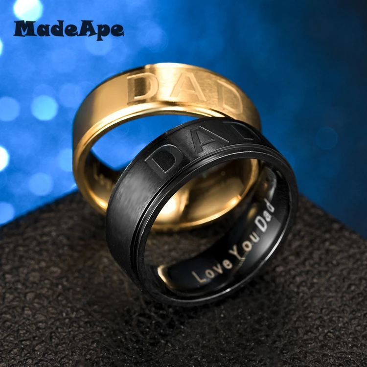 MadApe 316L нержавеющая сталь 8 мм ширина палец кольцо Love You DAD буквы кольца для женщин и