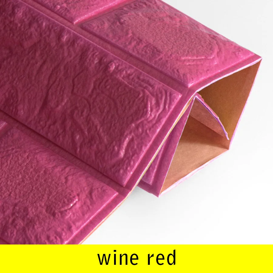 wine red ПЭ Пена 3D наклейки на стены безопасный домашний декор Белая настенная бумага рулон DIY Настенный декор кирпичная гостиная детская спальня декоративная наклейка - Цвет: wine red