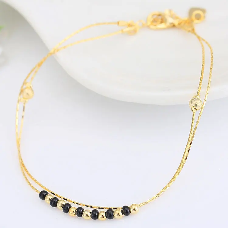Браслет на ногу с бусинами и золотыми черными ювелирные изделия для ног браслет