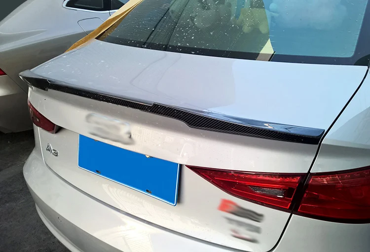 Для Audi A3 S3 8V Sedan- V стиль автомобильный Стайлинг карбоновое волокно заднее крыло багажник спойлер сплиттер
