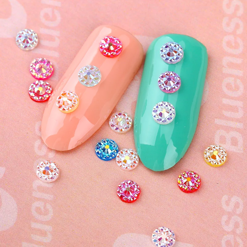 Blueness 1Wheel Round Sequins Studs Design Rhinestones For Nails Art Decorations Accessories Manicure DIY UV Gel Acrylic Crystal | Красота и