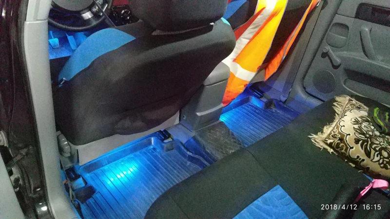 4 шт. автомобиль RGB Светодиодные ленты 9 SMD 5050 6 Вт пол салона автомобиля Декоративные Атмосфера полосы Авто путь пол свет удаленный Управление 12 В