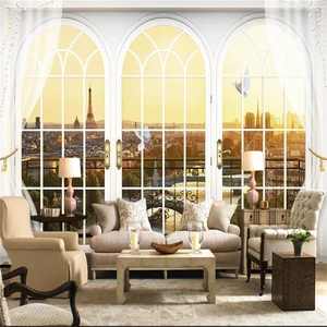 Beibehang фрески HD Париж окна фото на заказ из нетканого материала Стикеры диван ТВ фон настенная живопись обои для стен 3d