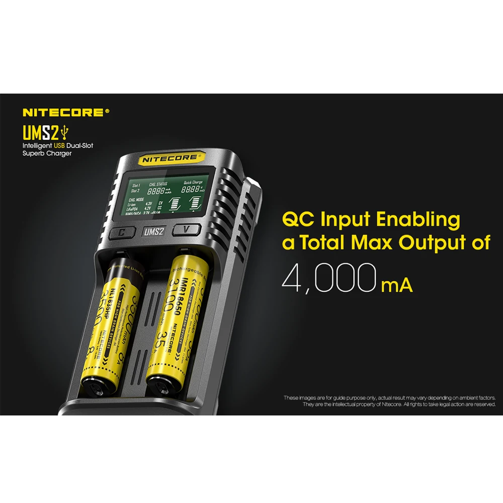 Умное зарядное устройство NITECOR UMS2 C4 VC4 с ЖК-дисплеем для аккумуляторов