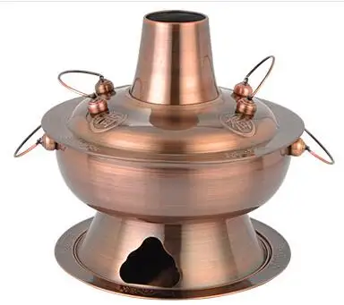 Copper 28-36 см нержавеющий горячий горшок Пекинский Традиционный китайский для угля плита для пикника - Цвет: Copper