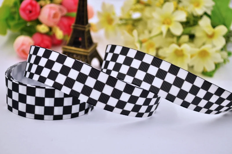 7/8'' 22mm 1&quot 25mm 1-1/2&quot 38mm 3&quot 75mm Black Lattices Printed grosgrain ribbon party decoration 10Yards X-00151 | Дом и