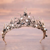 gothic crown headband for bride tiaras queen vintage crystal crown rhinestone bridal wedding hair jewelry