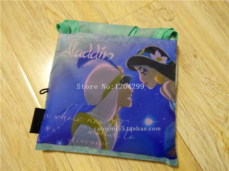 Новинка, Aladdin Rapunzel, Красавица и чудовище, маленькая принцесса-русалка, женские нейлоновые сладные сумки для покупок для детей - Цвет: Черный