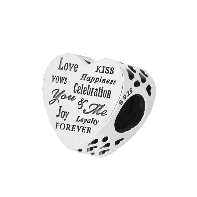 

925 Sterling Silver Jewelry Fits European Charms Bracelets Beads DIY Jewelry Spring Celebration Love Heart Charms Wholesale