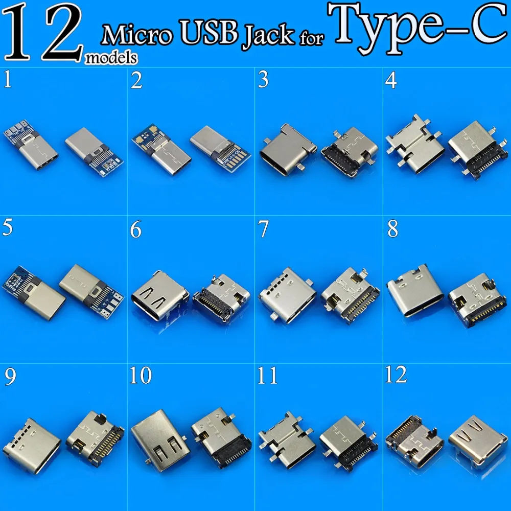 12 моделей новый разъем типа C гнездовой прямоугольный SMT Tab USB 3 1 версия гнезда