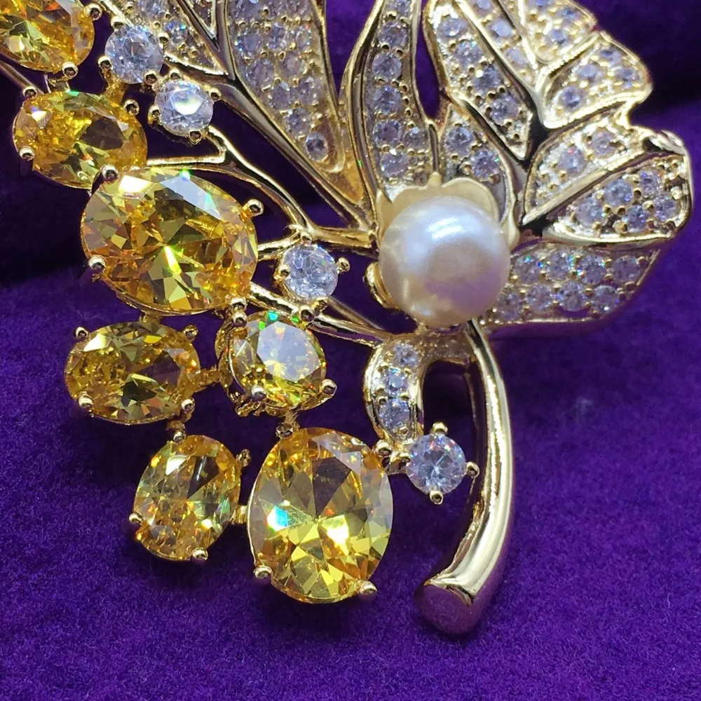 Женская Брошь из натурального перла, брошь из кленового циркона Feuille Belle Or/Argent/Rose-Or Feuille Fahion Bijoux Broche, Cadeau