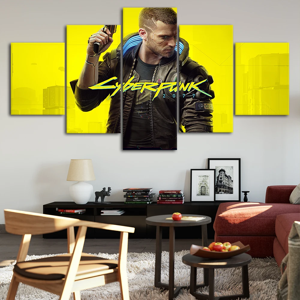 Cyberpunk 2077 Холст Плакаты украшения для дома стены искусства рамки 5 шт. картины