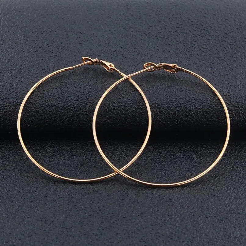Серьги-кольца из нержавеющей стали и титана для мужчин и женщин, простые ювелирные украшения в классическом стиле, тонкие круглые, 40 мм