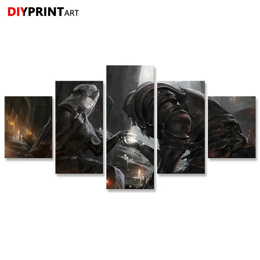 Абстрактные Художественные картины Dark Souls III Fire Keeper Alcd с 5 панелями для украшения
