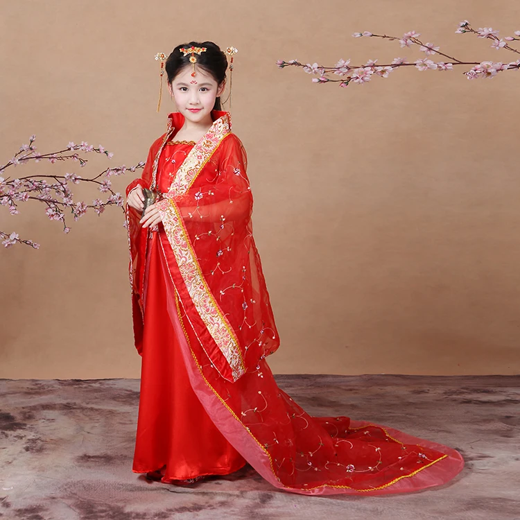 Новая розовая Китайская традиционная одежда hanfu для девочек, праздничные платья для костюмированной вечеринки, костюмы династии Тан для девочек