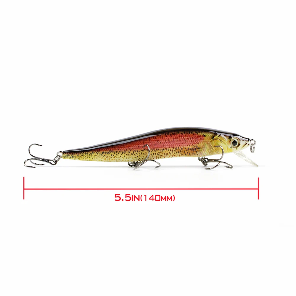 5 Color 14cm/14.6g New Minnow Fishing Lure Realistic Bait Unique Texture Crankbait Fish Tackle Wobbler Pesca Isca HML09C | Спорт и