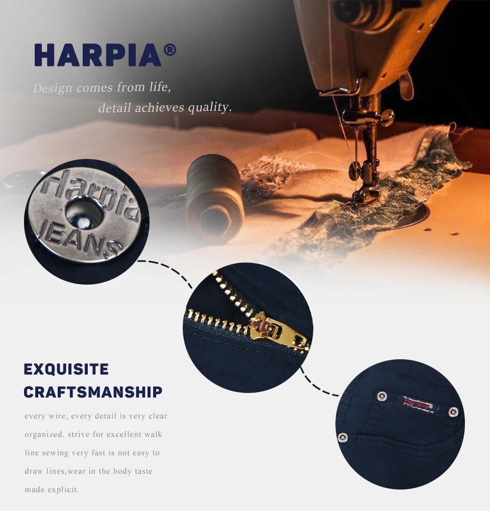 HARPIA новые мужские повседневные брюки Летние Осенние хлопковые деловые брюки мужские прямые обычные стрейч темно-синие длинные брюки
