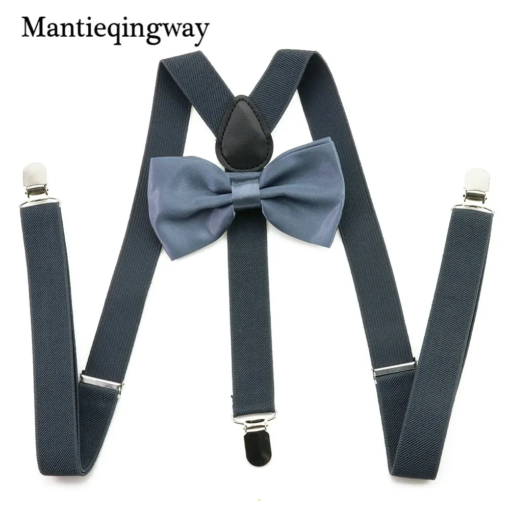 dark grey Mantieqingway 2,5 см для взрослых 3 зажима Y сзади эластичные галстуки-бабочки с подтяжками набор подтяжек подтяжки шеи галстуки брекет ремень для мужчин - Цвет: dark grey