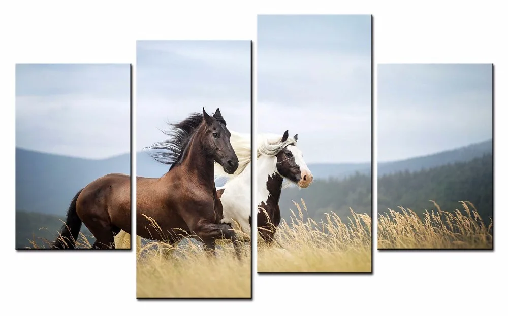 Настенный декор с изображением бегущей лошади художественный плакат на холсте